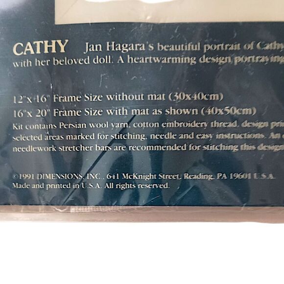 Vintage Little Girl Crewel Kit SUNSET Jan Hagara CATHY Holding A Doll Cottage‎ - Picture 8 of 16